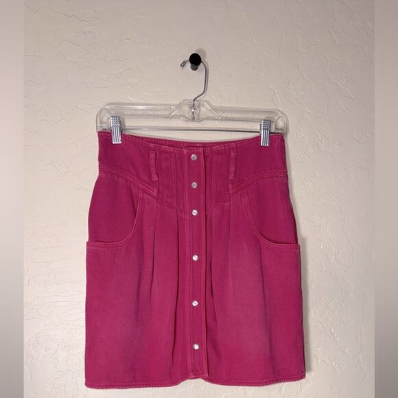 Isabel etoile marant tikeda skirt pink western style pearl snap front mini skirt - Picture 1 of 9